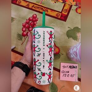 Starbucks + Roller Rabbit Green Straw Xmas Monkeys 24oz BNWT- In Hand Ships Fast